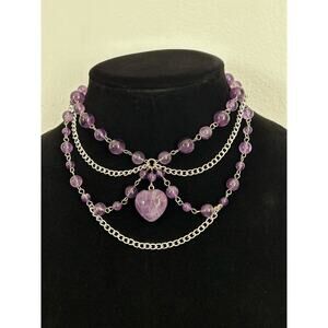 Handmade Amethyst Choker Necklace, 20in Completely Adjustable, With an Extender